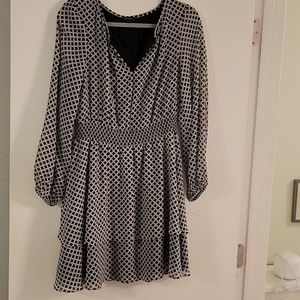 Black and white tiered ruffle dress